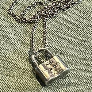 Tiffany & Co. 1837 Lock Padlock Pendant Necklace 16 Silver 925 w/Bag  m1075-2